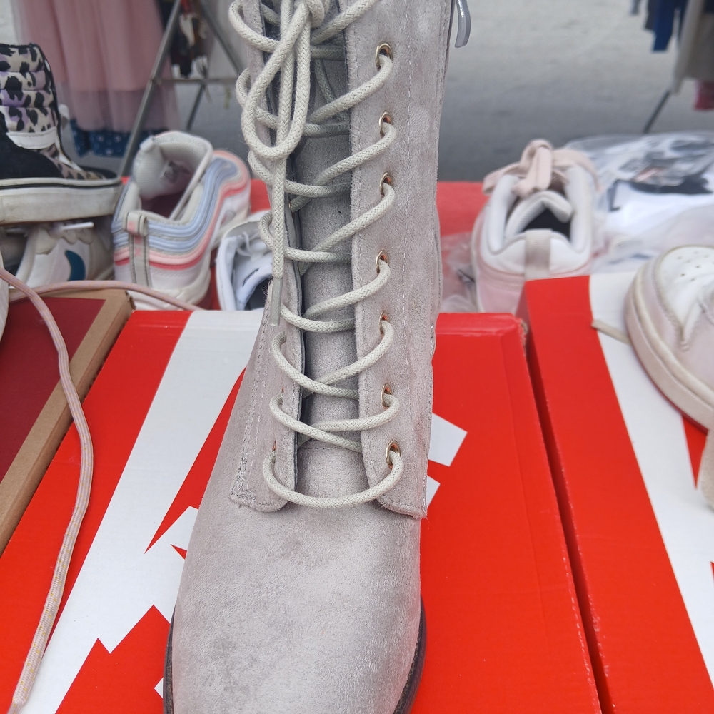 Stylish Gray Lace-Up Boots for Women